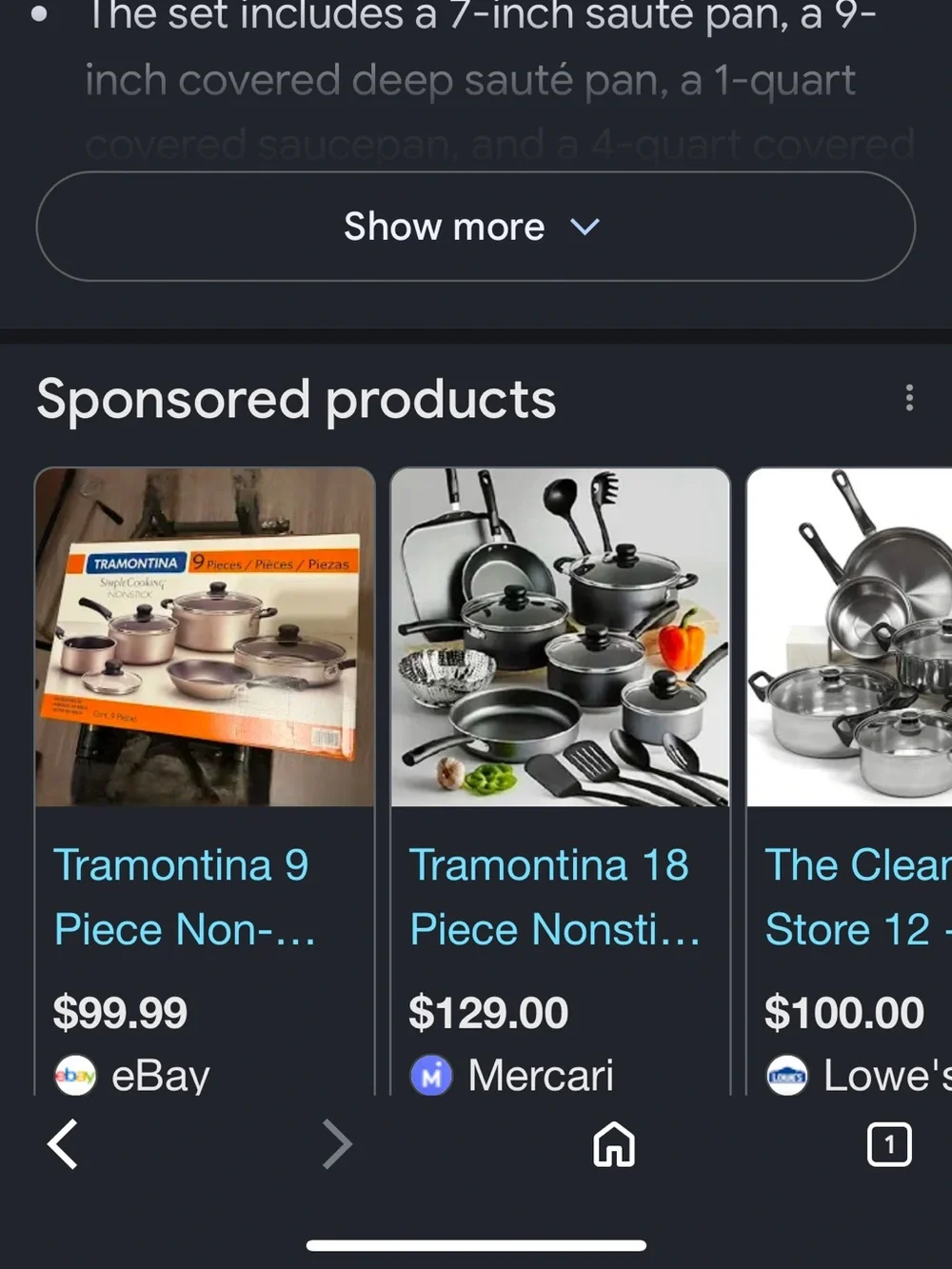 Tramontina Simple Cooking 9-piece nonstick cookware set